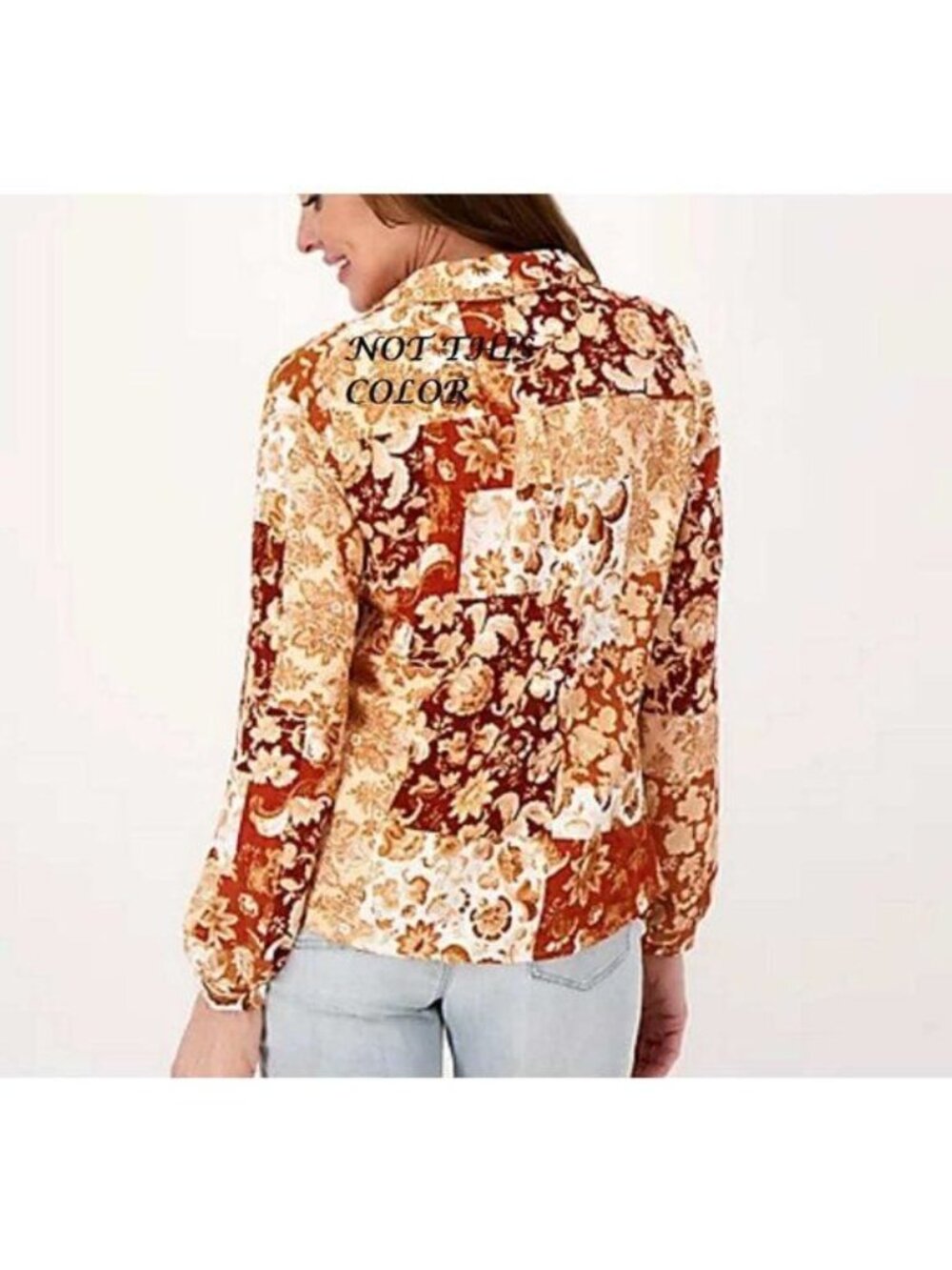 Denim & Co. Printed Top with Curved Hem 3X - Picture 6 of 8